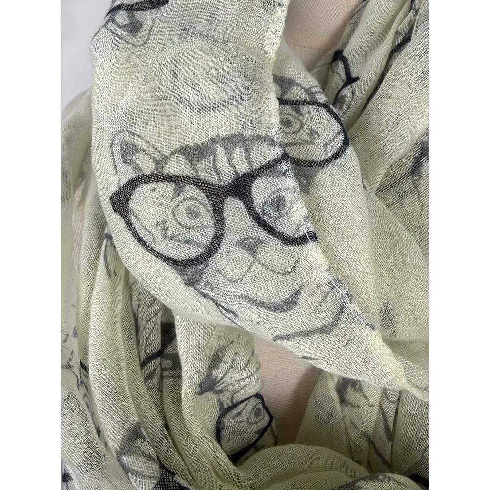 Lightweight Scarf Cat with Glasses‎ Neutral Comedy Funny Graphic